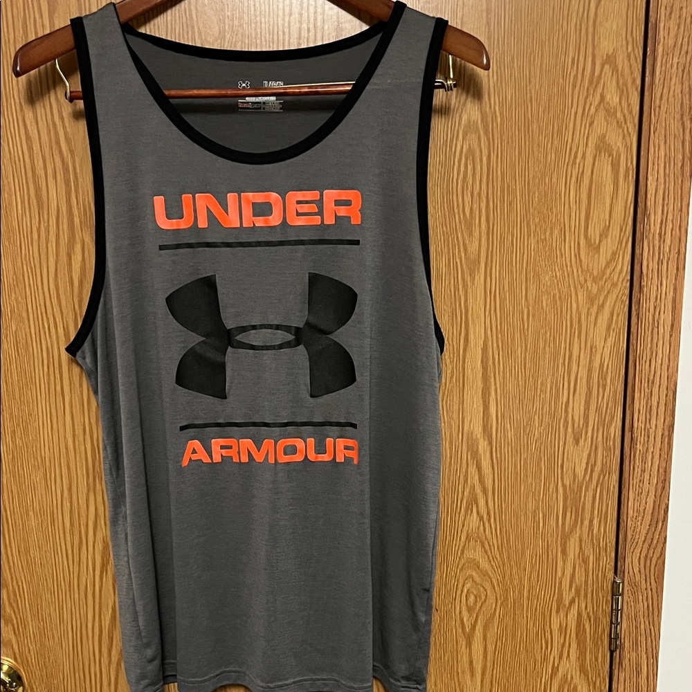 Under Armour Charcoal Tank with Black and Orange Accents Size XL